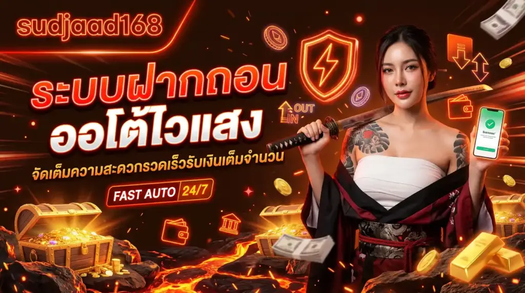 ระบบฝากถอนออโต้ไวแสงของ sudjaad168 จัดเต็มความสะดวกรวดเร็วรับเงินเต็มจำนวน